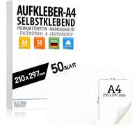 TIANYI-Lot de 50 étiquettes autocollantes DIN A4 210 x 297 mm, imprimables universelles, surface blanche mate, compatibles avec les imprimantes à jet d'encre et laser, autocollants pour de nombreuses