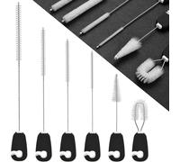 Tianyi-Lot De 6 Brosses De Nettoyage Pour Pailles Extra Longues Et Larges Avec Poignée, Pour Biberon, Gobelet, Tuyau, Tube, Couvercles, Noir
