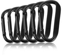 Tianyi-Lot De 6 Mousquetons À Vis (68 Mm), Mousquetons En Aluminium Noir Pour Hamac, Porte-Clés, Camping, Pêche, Balançoire Et Accessoires De Randonnée