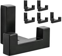TIANYI-Lot de 6 patères en alliage de zinc noir - Panneaux acoustiques - Crochets muraux noirs (crochets Tetris en alliage de zinc)