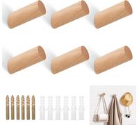 Tianyi-Lot De 6 Patères Murales En Bois Naturel - Crochets Ronds En Hêtre À 45° Pour Chapeaux, Sacs À Dos, Foulards Et Vêtements