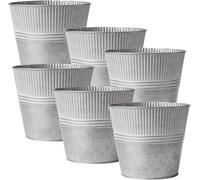 TIANYI-Lot de 6 pots de fleurs d'extérieur galvanisés en zinc - Pots de fleurs vintage ronds - Pot de fleurs rustique pour plantes ou décoration d'intérieur moderne