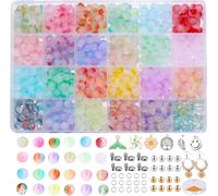 Tianyi-Lot De 743 Perles Rondes En Verre De 8 Mm Pour Bracelets, 24 Couleurs, Perles Rondes Avec Trou, Pour La Fabrication De Bijoux Et Les Loisirs Créatifs, Avec Perles D'espacement Et Cordon De