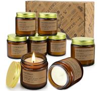 Tianyi-Lot De 8 Bougies Parfumées Dans Un Pot En Verre Rose - Bois De Teck, Ambre, Menthe, Pamplemousse - 800g Cire De Soja Relaxante, Aromathérapie Pour Mère