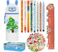 Tianyi-Lot De 8 Stylos Gel Effaçables - Kawaii Trousse D'écolier 2 En 1, Yéti + 8 Stylos Effaçables + 50 Autocollants + Règle, Avec Encre Effaçable Thermosensible, Sonnette De Vélo Classique En Laito