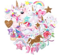 Tianyi-Lot De Autocollants Magiques Motif Licorne Arc-En Lot De 34 - Autocollants Mignons Pour Fête Et Princesse Pour Filles Autocollants Imperméables Pour Bouteilles D'eau