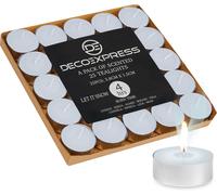 Tianyi-Lot De Bougies Chauffe Plat De 200, 100, 50, 25 Ou 24, Bougie Longue Durée De Combustion 4, 8 Ou 10 Heures (Que Neige-T-Il 25/4 Heures)