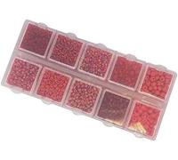 Tianyi-Lot De Perles De Rocaille Rouges 2 Mm, 3 Mm, 4 Mm Avec Boîte De Rangement 120 G De Perles Rondes En Verre Coloré Dans Une Boîte - Kit De Bricolage - Mini Perles Indiennes À Enfiler