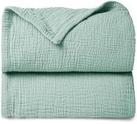 Tianyi-Lulu Moon Couverture En Mousseline Bébé - Couverture Respirante Bébé Nouveau-Né, Couverture Rampante Douce, Couvertures En Mousseline Pour Tout-Petits Filles Garçons 120x120cm (Bleu)