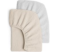 Tianyi-Lulumoon Lot De 2 Draps Housses En Mousseline De Coton Pour Enfant, Alese 60x120 Cm Lit Bébé Pliable, Drap Housse 70x140 Cm Respirant Pour Lit De Berceau, Lit De Couffin-Gris Crème