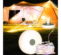 Tianyi-Lumineuse Escamotable Camping, 10m Guirlande Lumineuse Escamotable Portative Imperméable Extérieure, 2 In 1 Guirlande Led Rechargeable Avec 8 Modes D'éclairage Pour Fête, Camping, Jardin