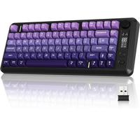 TIANYI-M75 Clavier sans fil bimode, Bluetooth+2,4GHz, commandes et écran tactile, 82 touches compactes en PBT dégradé, éclairage arc-en-ciel,2000mAh, sans conflit de touches pour Mac/Windows-Violet