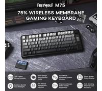 TIANYI-M75 Clavier sans fil bimode, Bluetooth+2,4GHz, commandes et écran tactile, 82 touches compactes en PBT dégradé, éclairage arc-en-ciel,2000mAh, sans conflit de touches pour Mac/Windows-Noir