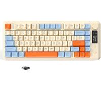 TIANYI-M75 Clavier sans Fil bimode, BT+2,4GHz, Commandes et écran Tactile, 82 Touches compactes en PBT dégradé, éclairage Arc-en-Ciel,2000mAh, sans conflit de Touches pour Mac/Windows-Myrtille