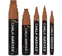 Tianyi-Marqueurs Craie Marron Lot De 5 Marqueurs Effaçables À Sec Pour Tableau Noir, Toile, Fenêtres, Verre - Pack De Variétés - Pointes Fine Et Géante (1mm, 3mm, 6mm, 10mm, 15mm)