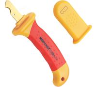 TIANYI-MAXPOWER Pince à Dénuder Électricien VDE 1000V ¿ Couteau à Dégainer Isolé avec Lame à Crochet, Revêtement Titane, Profondeur 28mm ¿ Denudeur Câble Électrique Professionnel