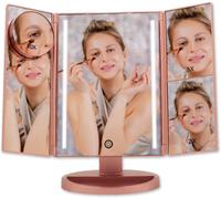 Tianyi-Miroir De Maquillage Lumineux Bellatrix Grossissement 1x/2x/3x/10x 3 Volets Réglables + Barre Lumineuse Led + Rotation Ajustable À 180° Source D¿Alimentation Double + Écran Tactile