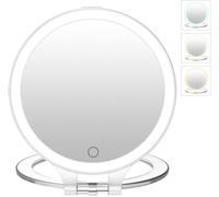 Tianyi-Miroir De Maquillage Rechargeable Avec 3 Modes D'éclairage De Couleur, Miroir De Table 72leds, Miroir Grossissant 1x/10x, Double Latéral Miroir Cosmétique Miroir De Rasage De Salle De Bain