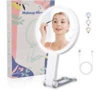 Tianyi-Miroir Grossissant Lumineux 10x/1x Avec 64led Double Face Rechargeable Mirroir Maquilleur Pliable Miroir Avec Lumiere Miroir Eclairant Pour Maquillage,Salle De Bain,Voyage,Bureau Cadeau (10x B