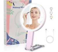 Tianyi-Miroir Grossissant Lumineux 20x/1x Avec 64led Double Face Rechargeable Mirroir Maquilleur Pliable Miroir Avec Lumiere Miroir Eclairant Pour Maquillage,Salle De Bain,Voyage,Bureau Cadeau (10x R
