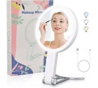 Tianyi-Miroir Grossissant Lumineux 20x/1x Avec 64led Double Face Rechargeable Mirroir Maquilleur Pliable Miroir Avec Lumiere Miroir Eclairant Pour Maquillage,Salle De Bain,Voyage,Bureau Cadeau (20x B