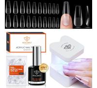 Tianyi-Modelones Capsule Americaine Ongle, 500pcs Faux Ongles, 4 In1 Colle Faux Ongles ,Lampe Uv Ongles Gel, Ongle Gel Kit Complet, Gummy Base,Kit Manucure Kit Ongle Pose Americaine Pour Nail Art Diy