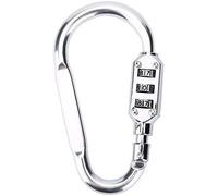 Tianyi-Mousqueton Verrouillage En Alliage D'aluminium D'escalade Clip Crochet De Sécurité Avec 3 Chiffres Verrouillage À Combinaison Cadenas Pour Camping Randonnée Corde, Argenté