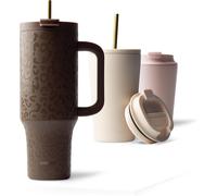 Tianyi-Mug Isotherme Avec Paille & Anse 1200ml - Thermo Café Étanche En Acier Inox, Tasse Isotherme Sans Bpa, Mug Isotherme Cafe (Wild Allure, 1,2l)