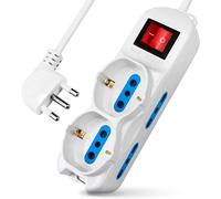 TIANYI-Multiprise 6 emplacements, 4 Prises Double Usage 2P+T Bypass 10/16A + 2 Prises Schuko multiusage 10A, câble 1,5 m, fiche 16A 2P+T, Coloris Blanc(6 Places)
