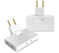 TIANYI-Multiprise avec 3 Prises et Connexion Pivotante à 180 2 Prise Multiple avec Adaptateur Européen-Américain Très Léger et Compact Triplette Electrique, Blanc x 2