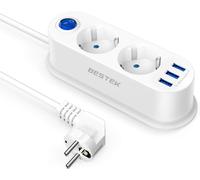 TIANYI-Multiprise de Bureau avec 2 Bolc Prises et 3 USB Charger,1 Interrupteur d'alimentation 2500W,Convient pour la Maison, Les Dortoirs du Campus, Les Bureaux, Les Voyages et Autres Scénarios
