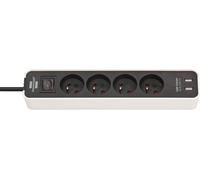 TIANYI-Multiprise ECOLOR Blanche, 4 prises + 2 prises USB, avec 1,5m de câble