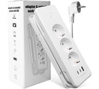 TIANYI-Multiprise USB avec Interrupteur ¿ Bloc multiprise 3 Prises avec Ports USB (1 USB-A + 2 USB-C), Protection Contre Les surtensions 3680W 16A, rallonge multiprise USB-C 20W pour Maison & Bureau