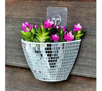 TIANYI-Murale Jardinière Boule Disco,Pot de Fleur Suspendu Boule à Facette,Argentés Paillette Miroir Boule Disco Vase Murale,Moderne Boule à Facette Deco pour Plante,Avec Chaîne,Cadeaux Femmes,5x6zol