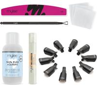 Tianyi-Mylee Take Off Kit - Set Complet Pour Retirer Vernis Gel Semi-Permanent - Avec Acétone, Pinces Réutilisables, Lingettes Pour Ongles, Lime À Ongles, Stylo Huile Pour Cuticules, Racloir Pour Ver