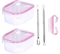 Tianyi-Nail Soaking Bowl Set,2pcs Nail Soaking Bowl Handle Grip Nail Brush Triangle Cuticle Peeler And Stainless Steel Cuticle Pusher Nail Art Tool For Fingernail Toenail Caring Cleaning Brushes Kit