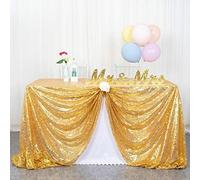 Tianyi-Nappe En Sequins Rectangulaire 125x180 Cm, Brillante Or Pour Les Fêtes, Couvre-Table Scintillant Or, Idéal Pour Les Décorations Du Style Grand Gatsby.