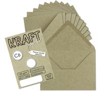 Tianyi-Neuser Paper 50x Enveloppes En Papier Kraft Din C6 Gris/Vert - 11,4 X 16,2 Cm Sans Fenêtre - Enveloppes Vintage Avec Rabat Pointu À Colle Humide -