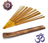 Tianyi-Om Namasté Kit De Méditation 30 Bâtons D'encens Faits À La Main En Inde Et Support En Bois Purifié Relax Purification Personnelle Bien-Être Spirituel Mystique Holistique (Vanille)