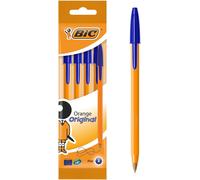 Tianyi-Orange Original Stylos-Bille Pointe Fine (0,8 Mm) - Bleu, Pochette De 4
