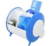 Tianyi-Organisateur De Bureau - Ensemble De Papeterie Inclus - Ciseaux De Sécurité (Pas Aigu), Règles, Dévidoir De Ruban Adhésif, Gomme, Trombones - Pot À Stylo/Bureau Ranger - Bleu