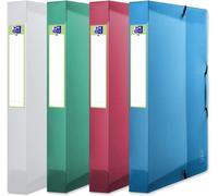 Tianyi-Oxford 2nd Life Lot De 4 Boîtes De Classement 24x32cm Dos De 40mm Couleurs Assorties Translucides