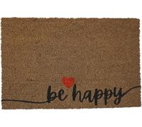 Tianyi-Paillasson Exterieur Entree Coco - Be Happy - Base Pvc Antidérapante 40 X 60 Cm Tapis D`Entrée Durable Et Absorbant Design Accueillant Intérieur/Extérieur Abrité