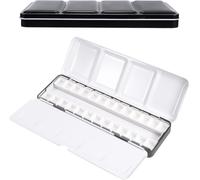 TIANYI-Palettes de Peinture Vide, Boîte en Métal Avec 26 Demi-Godets Pour Aquarelle Étui de Peinture Avec Couvercle Pour Déplacements Peinture à L'Huile Gouache Noir 26 Compartiments