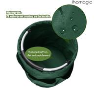 TIANYI-Panier à Outils de Seau avec 6 Poches Extérieures, 17L Sac à Outils Jardinage Rond avec Poignée, Corbeille de Rangement en Tissu Oxford pour Stockage, Panier de Rangement Pliable - Vert