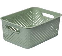 Tianyi-Panier De Rangement Avec Poignées En Vert 11,4l (36,5x27x15cm) I Panier De Rangement En Plastique Recyclé I Essence L Boîte De Rangement I Boîtes De Rangement Avec 10 Ans De Garantie