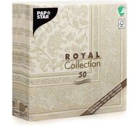 Tianyi-Papstar 11681 Royal Lot De 50 Serviettes 1/4 Pli Papier Champagne 40 X 40 Cm