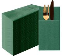 Tianyi-Paw - Airlaid Pocket Serviettes (39 X 40 Cm) I 50 Pièces I Unicolore I Semblable À Du Tissu I Élégante Décoration De Table I Horeca I Occasions Comme Mariages, Les Fêtes I Color: Dark Green