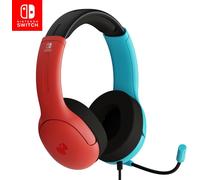 TIANYI-Pdp Gaming Lvl40 Stereo Casque avec Mic pour Nintendo Switch - Pc, Ipad, Mac, laptop Compatible - Noise Cancelling Microphone, Soft Compourt On Ear Headphones, 3.5 Mm Jack - Neon Bleu-Rouge