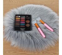 Tianyi-Peau De Mouton Synthétique,Cozy Sensation Comme Véritable Laine Tapis En Fourrure Synthétique, Man-Made Luxe Laine Tapis De Canapé Coussin (Rond Gris, 30 X 30 Cm)